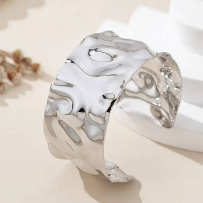 Elegant Polished Hammered Cuff Bracelet