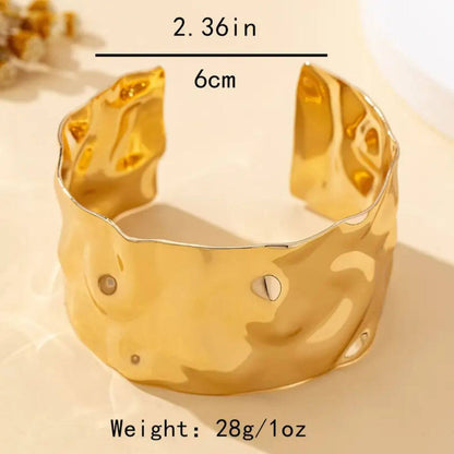 Elegant Polished Hammered Cuff Bracelet
