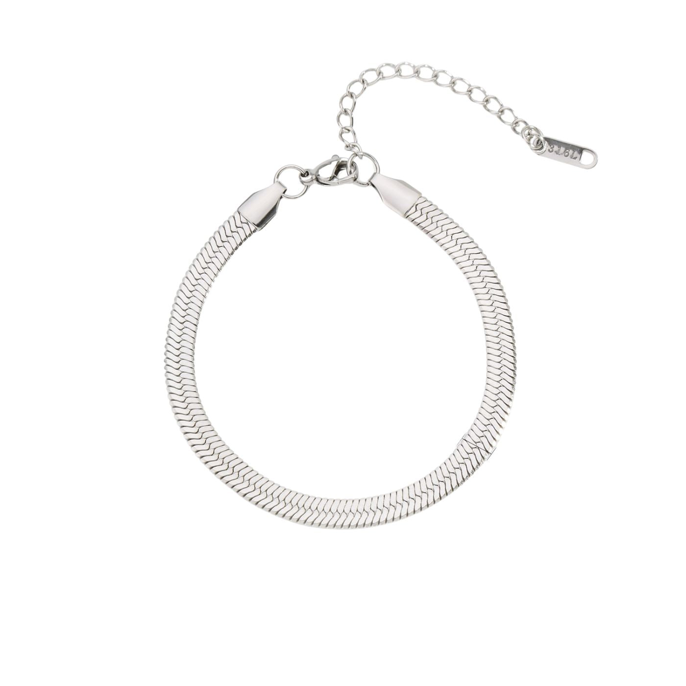 Elegant Polished Herringbone Chain Bracelet