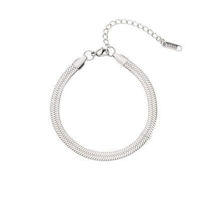Elegant Polished Herringbone Chain Bracelet