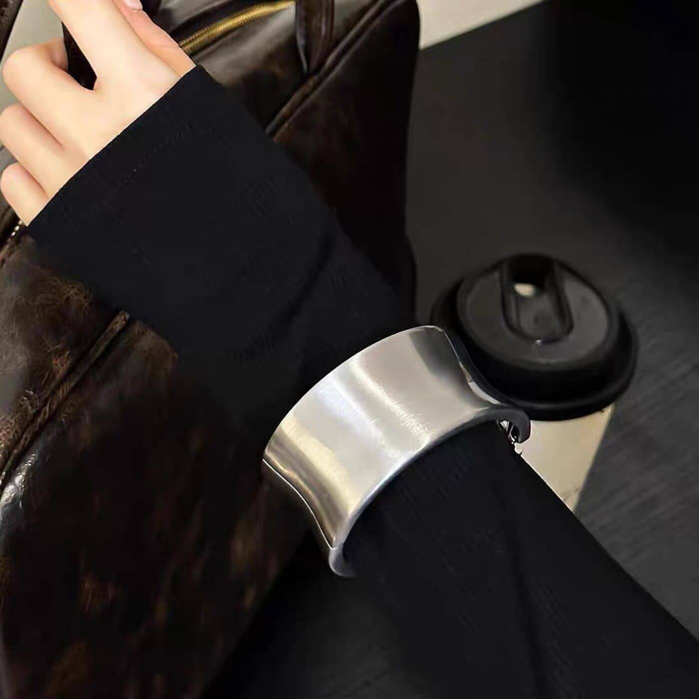 Elegant Polished Wide Band Bracelet