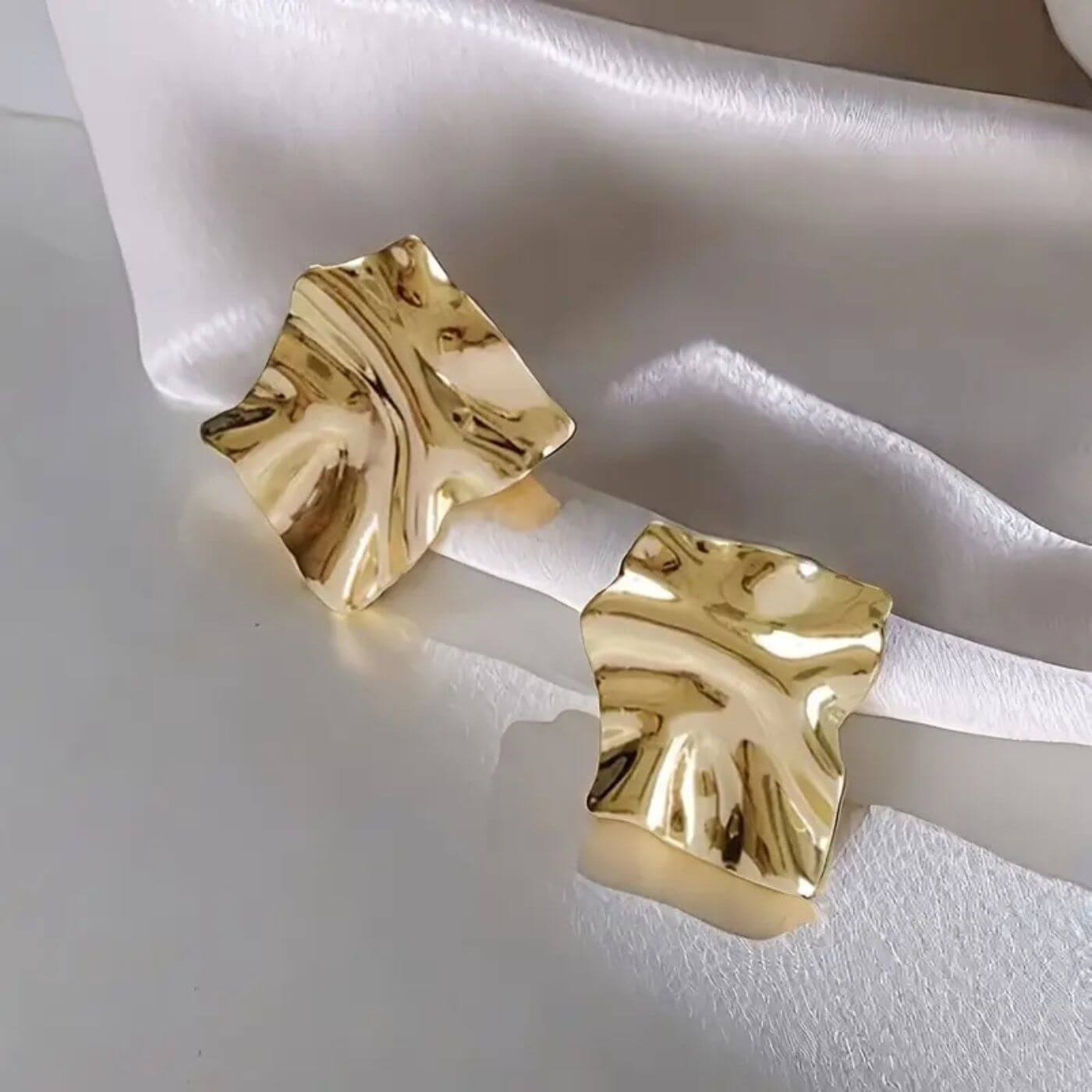 Elegant Sculpted Gold Stud Earrings