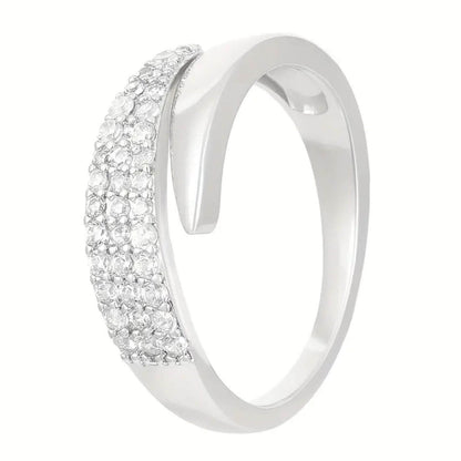 Elegant Silver Crystal Adjustable Wrap Ring