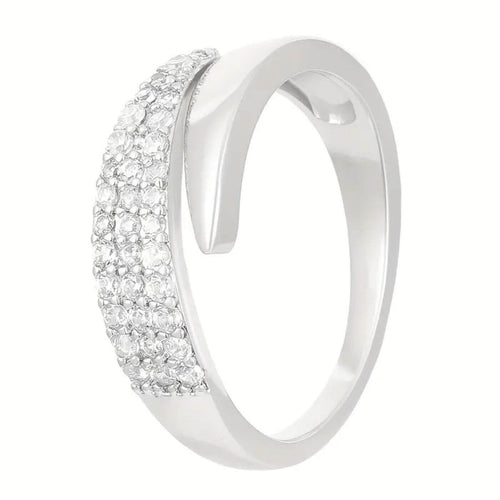 Elegant Silver Crystal Adjustable Wrap Ring