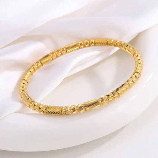 Elegant Textured Bead Bangle Bracelet
