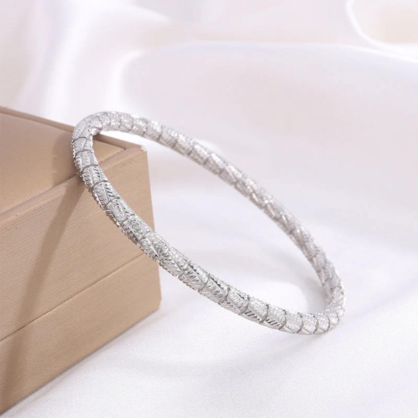 Elegant Textured Bead Bangle Bracelet