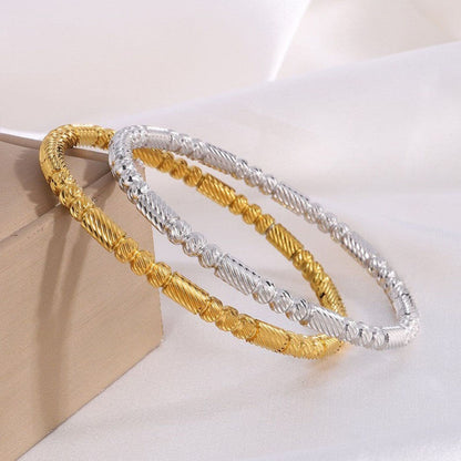 Elegant Textured Bead Bangle Bracelet