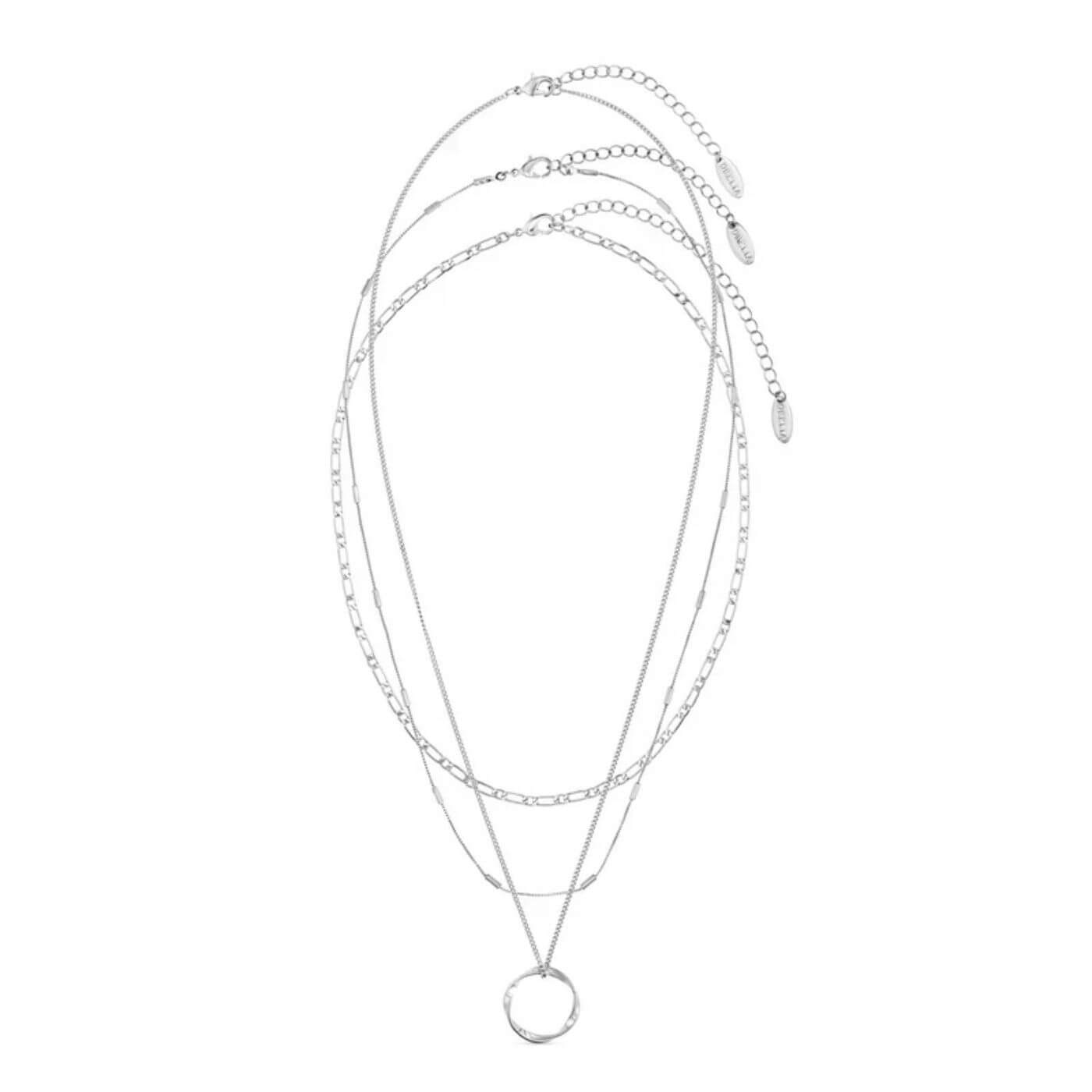 Elegant Triple Chain Circle Necklace