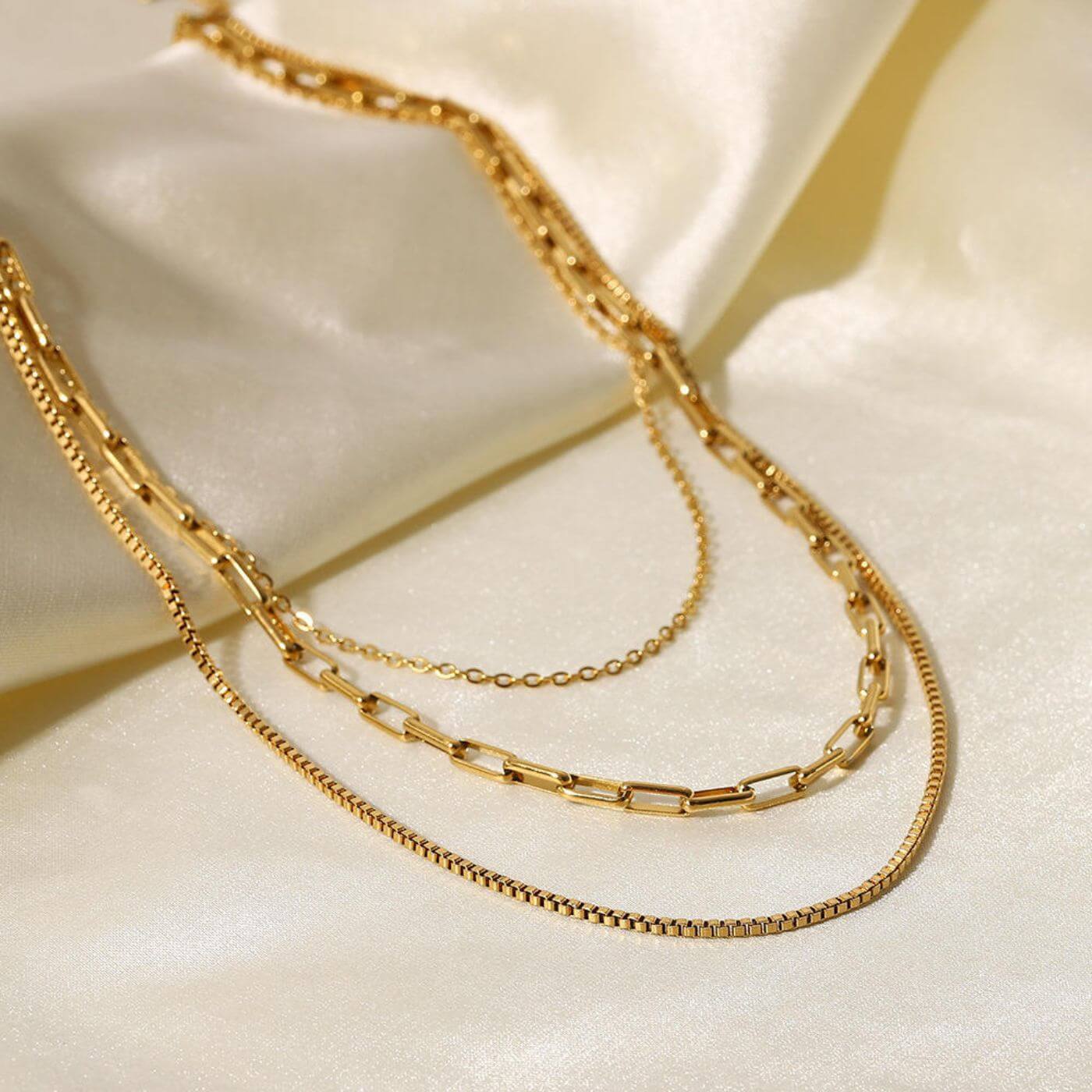 Elegant Triple Layer Link Necklace