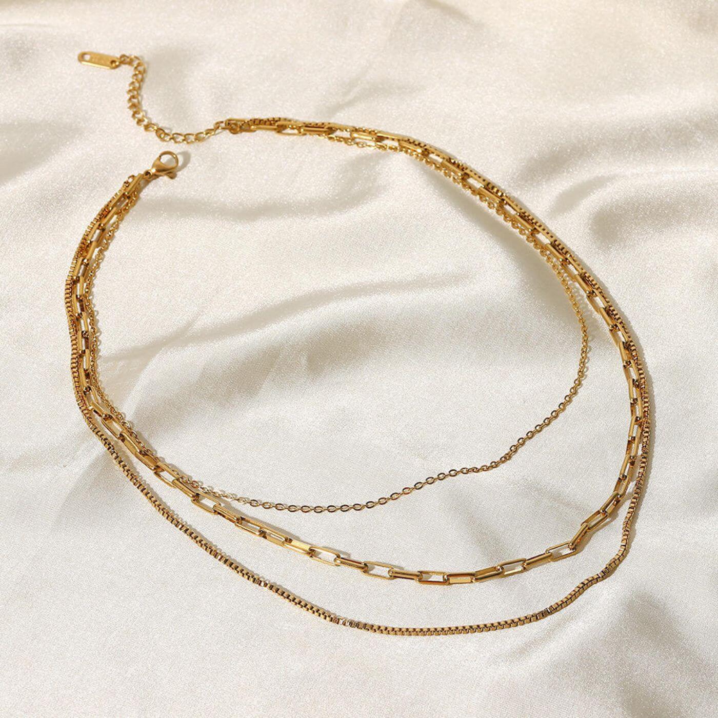 Elegant Triple Layer Link Necklace