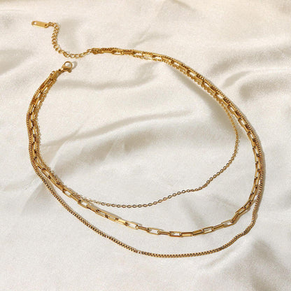 Elegant Triple Layer Link Necklace