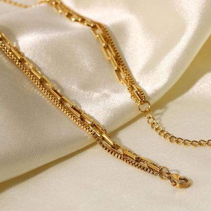 Elegant Triple Layer Link Necklace