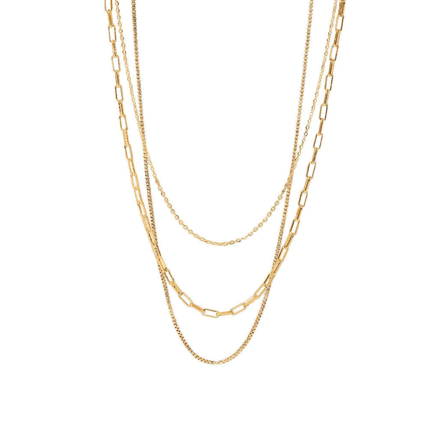 Elegant Triple Layer Link Necklace
