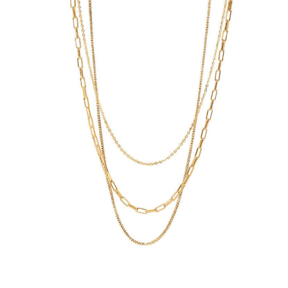 Elegant Triple Layer Link Necklace