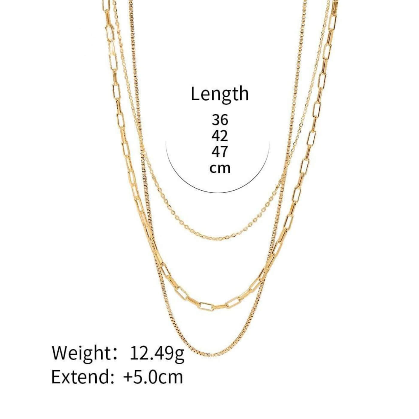 Elegant Triple Layer Link Necklace
