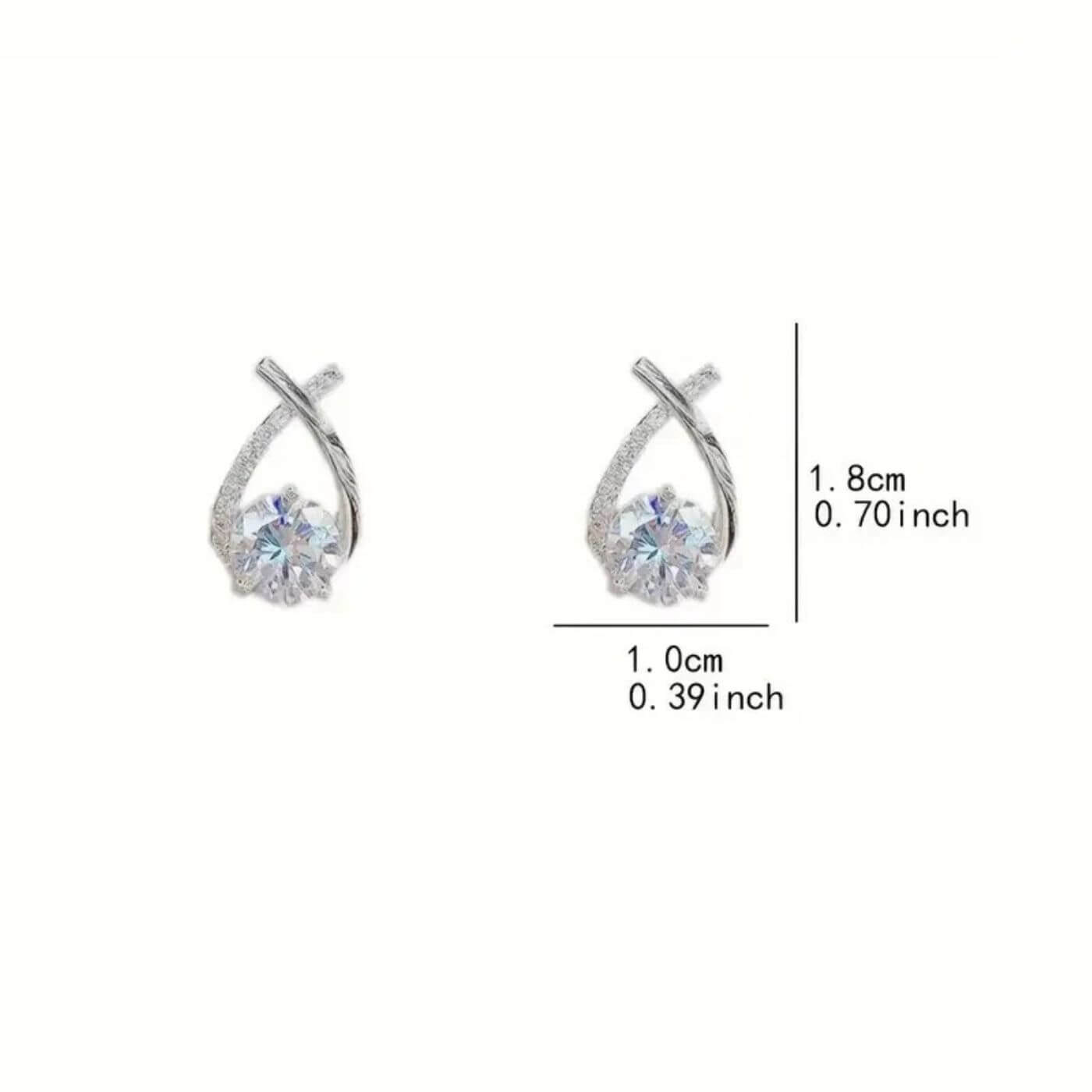 Elegant Zircon Cross Curve Earrings