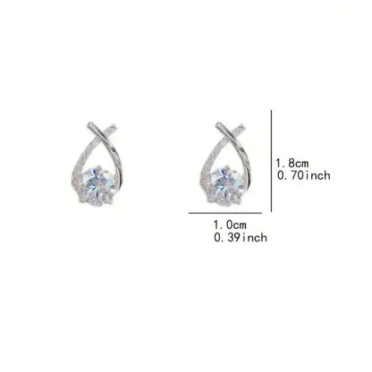 Elegant Zircon Cross Curve Earrings