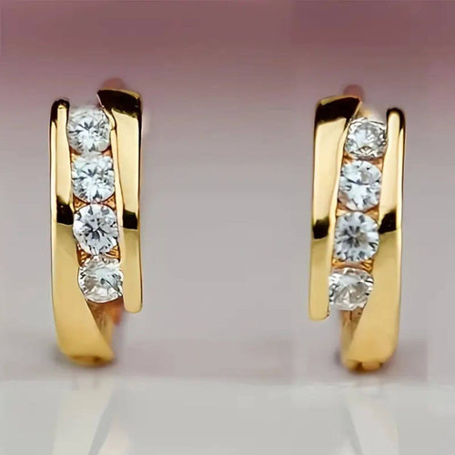 Elegant Zircon Gold Hoop Earrings