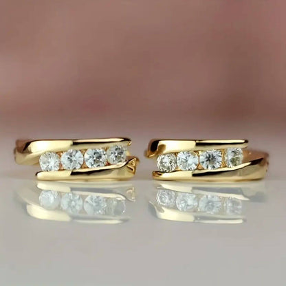 Elegant Zircon Gold Hoop Earrings