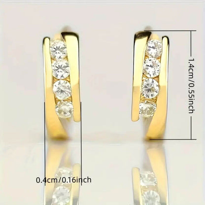 Elegant Zircon Gold Hoop Earrings