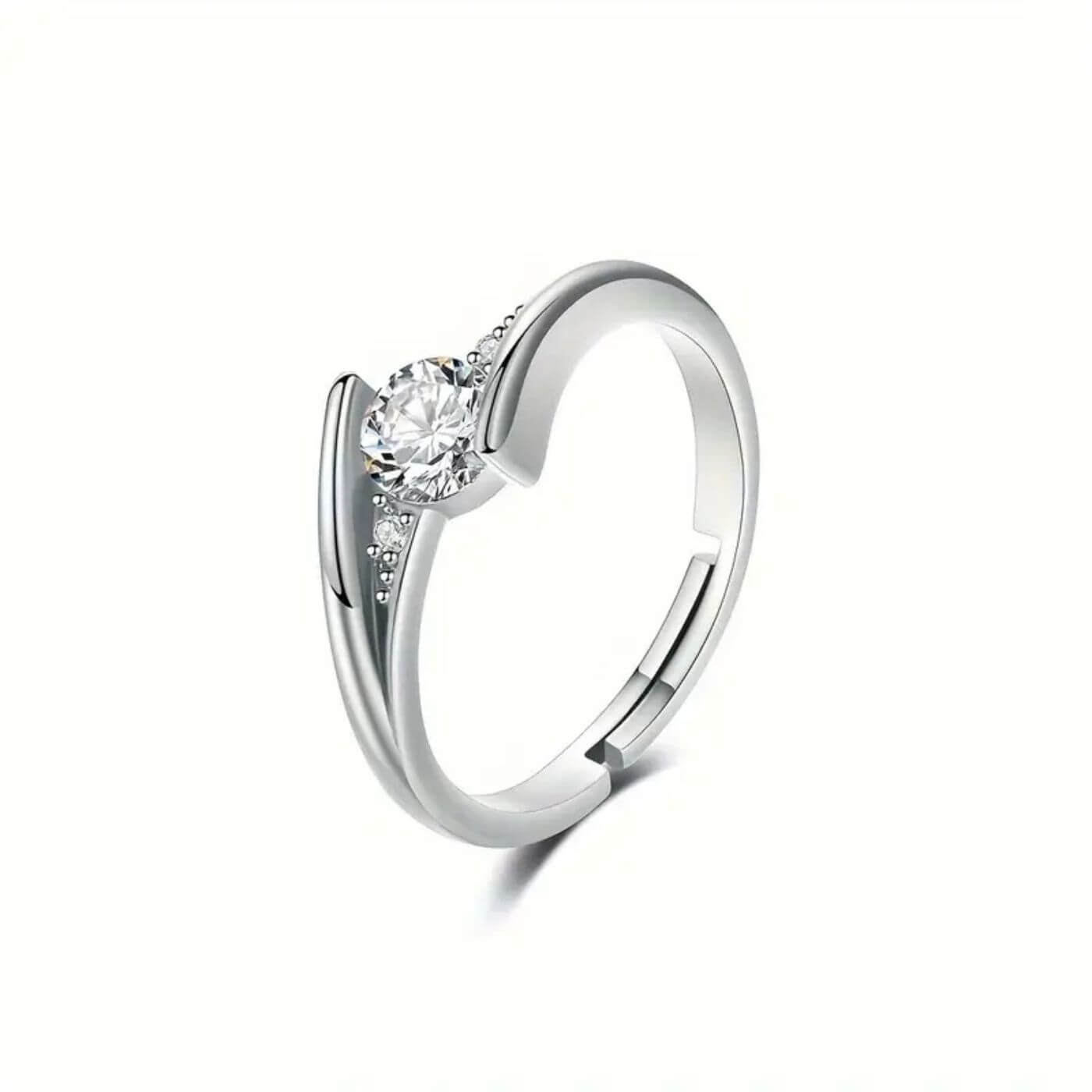 Elegant Zirconia Adjustable Open Ring