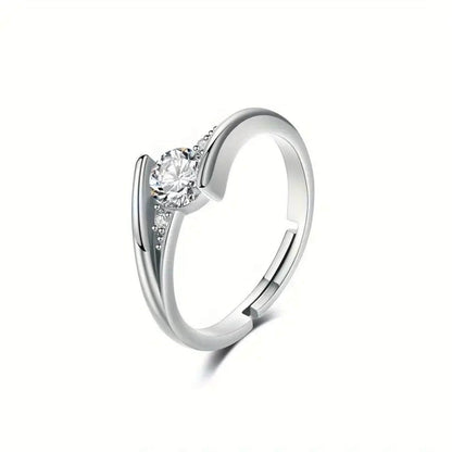 Elegant Zirconia Adjustable Open Ring