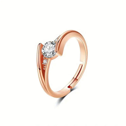 Elegant Zirconia Adjustable Open Ring