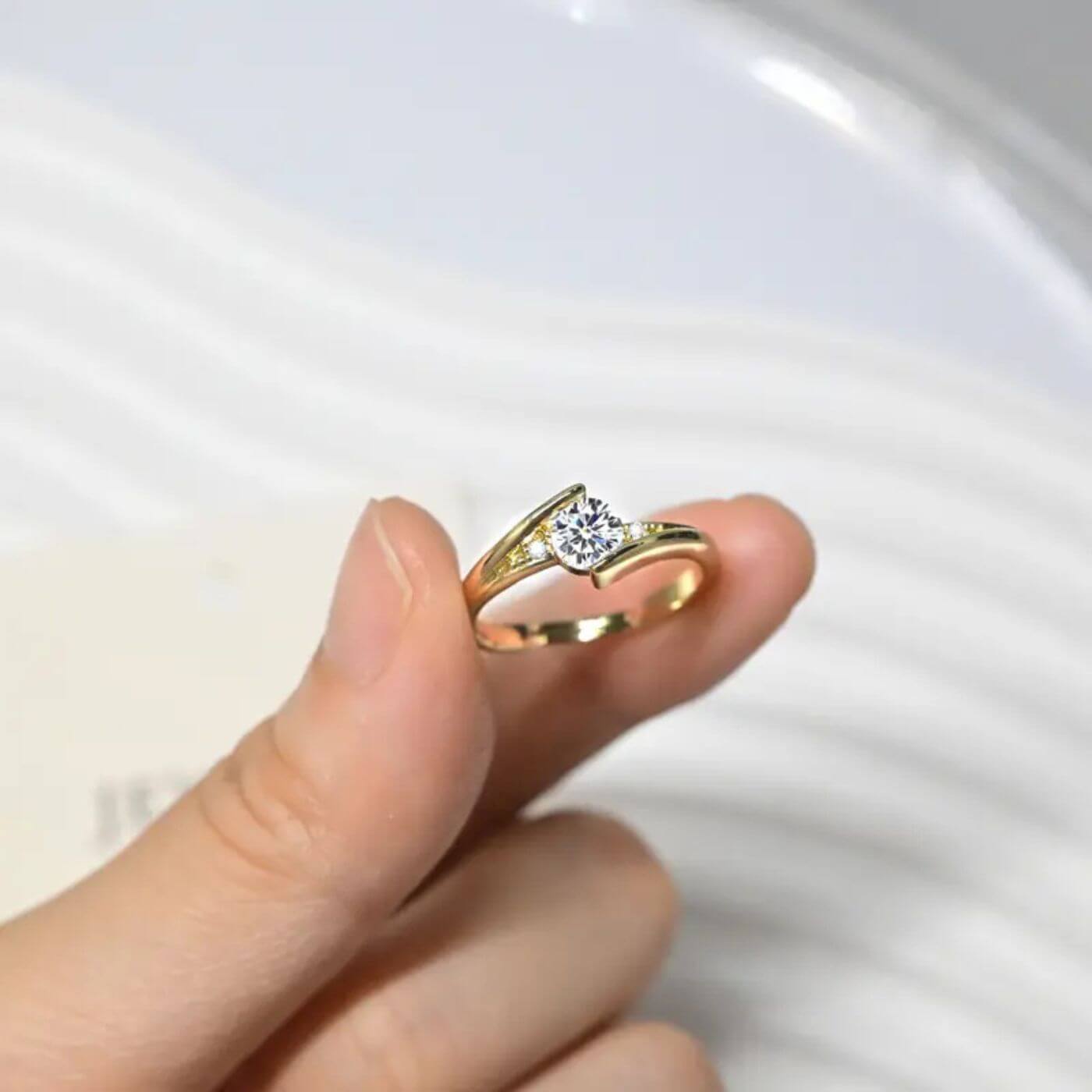 Elegant Zirconia Adjustable Open Ring