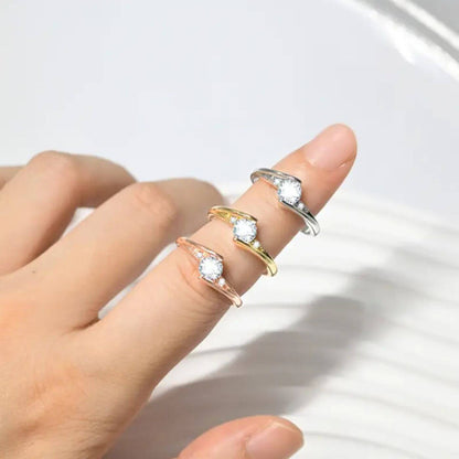 Elegant Zirconia Adjustable Open Ring