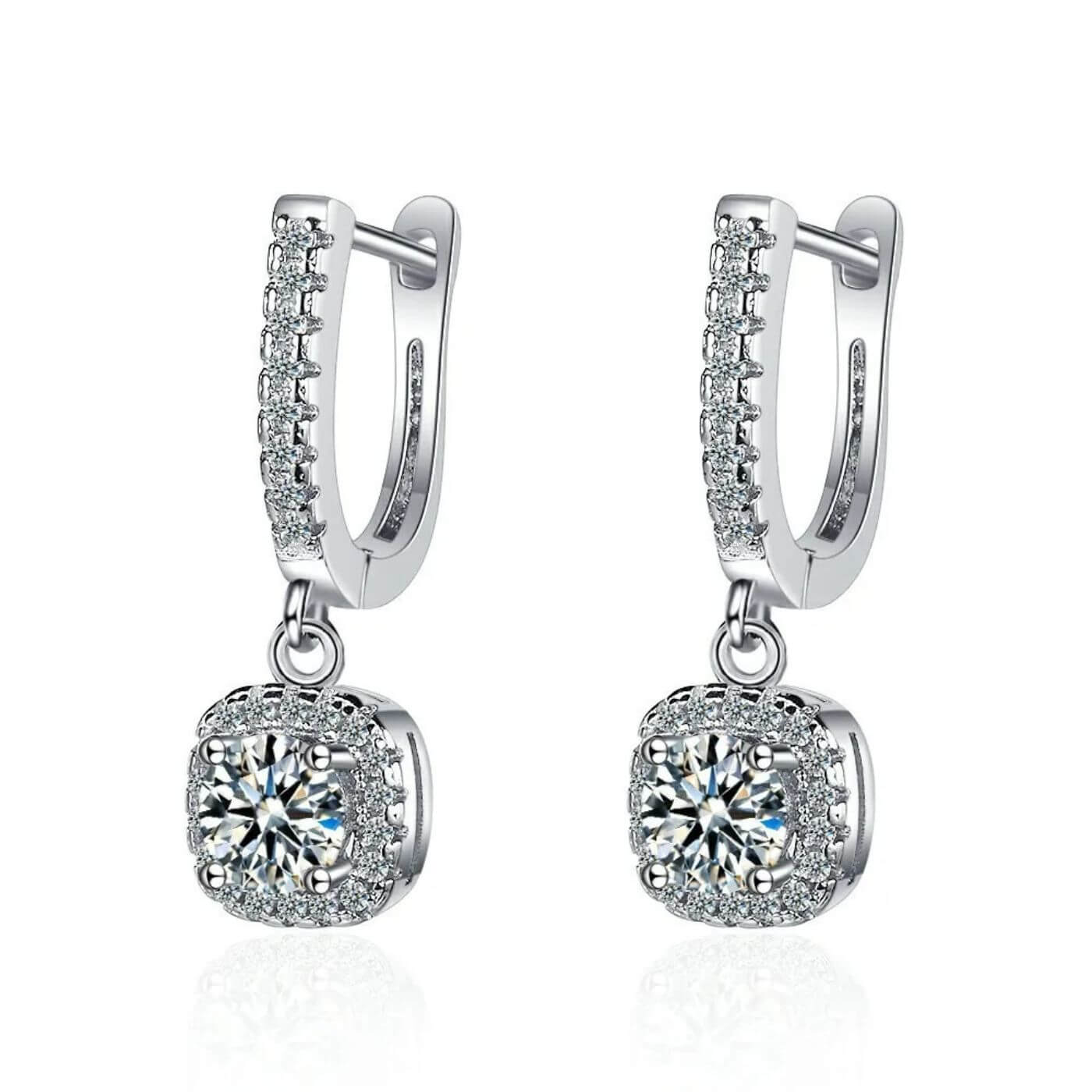 Elegant Zirconia Cushion Dangling Earrings