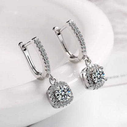 Elegant Zirconia Cushion Dangling Earrings
