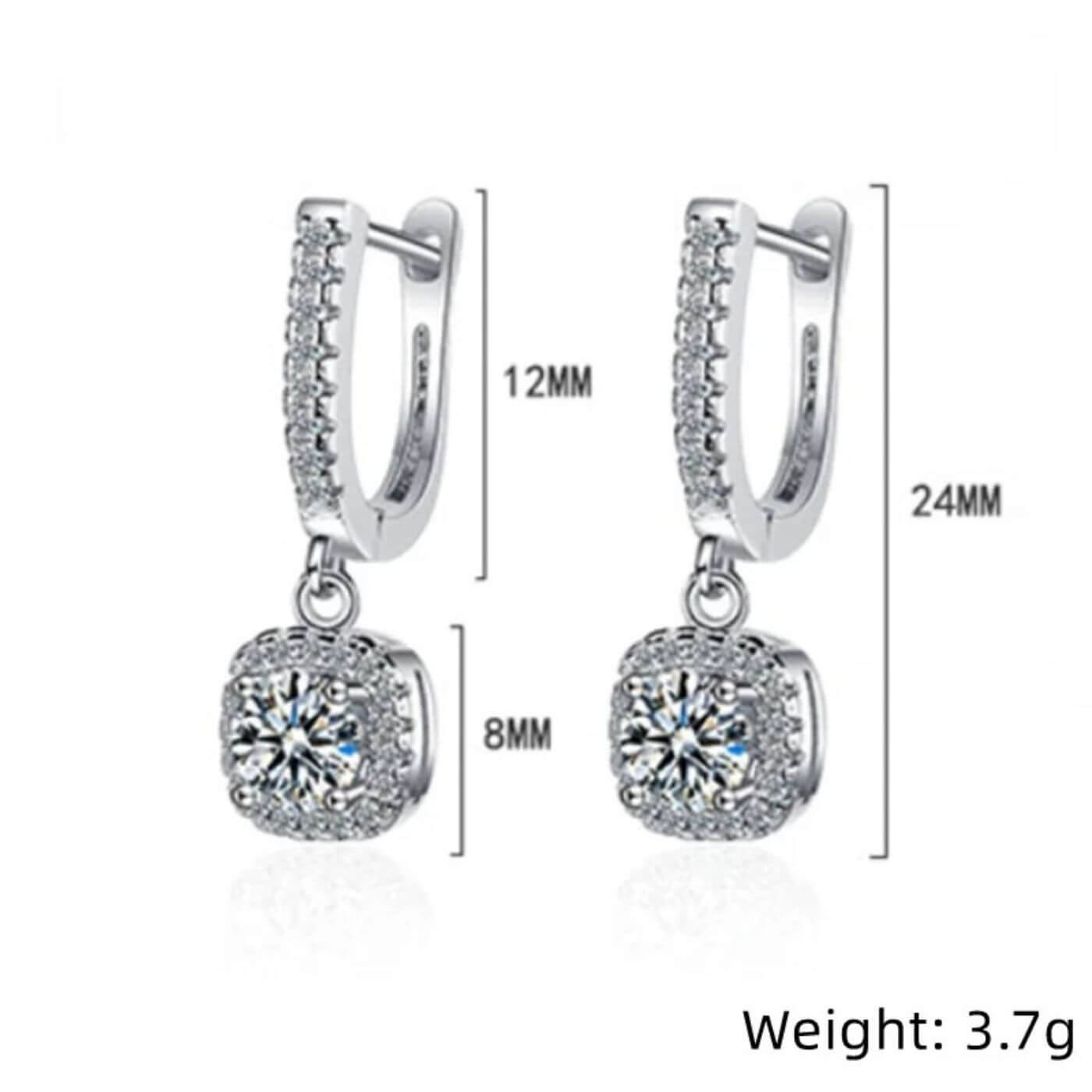 Elegant Zirconia Cushion Dangling Earrings