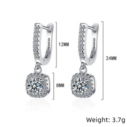 Elegant Zirconia Cushion Dangling Earrings