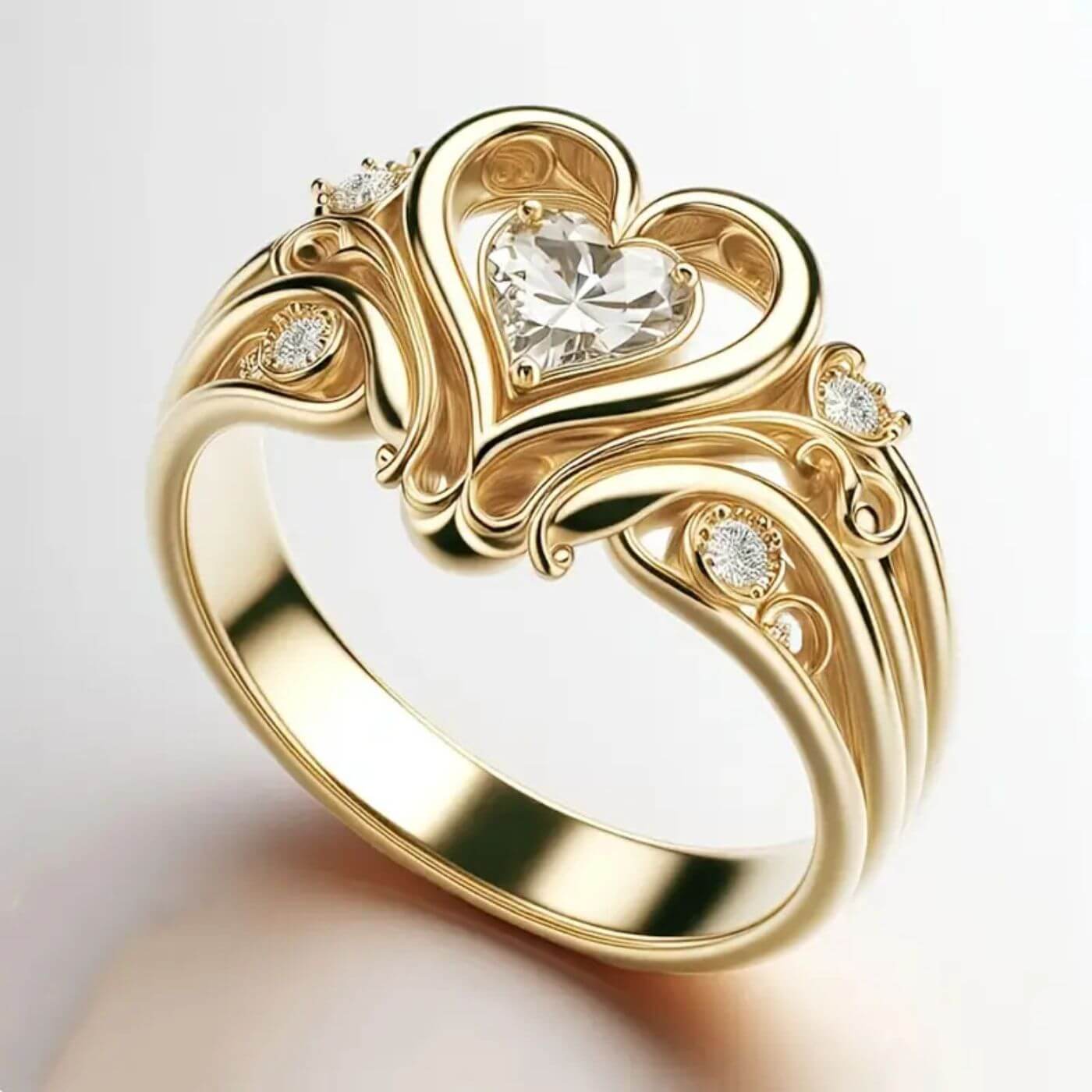 Elegant Zirconia Heart Design Ring