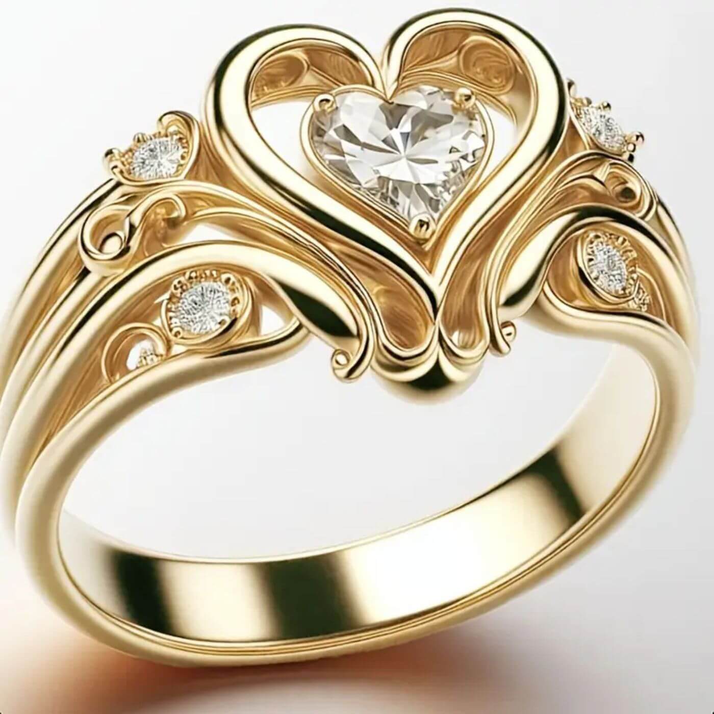 Elegant Zirconia Heart Design Ring