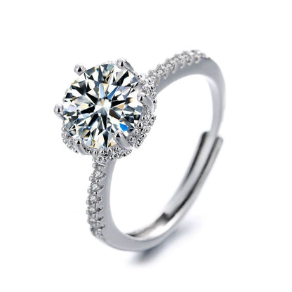 Elegant Zirconia Adjustable Round-Cut Ring