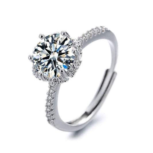 Elegant Zirconia Adjustable Round-Cut Ring