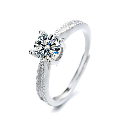 Elegant Zirconia Adjustable Silver Band Ring