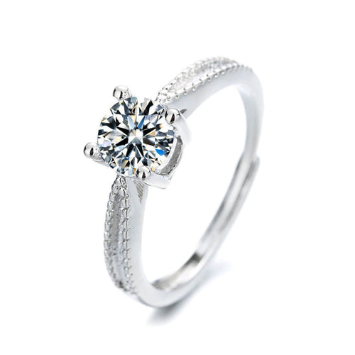Elegant Zirconia Adjustable Silver Band Ring