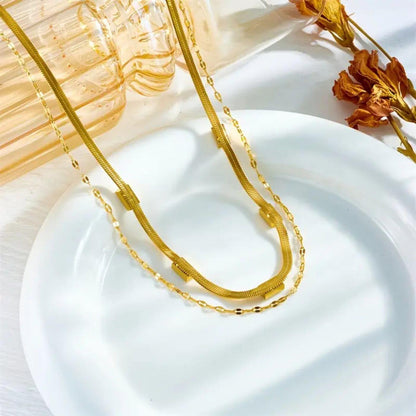 Emerald Gold Double Layer Necklace