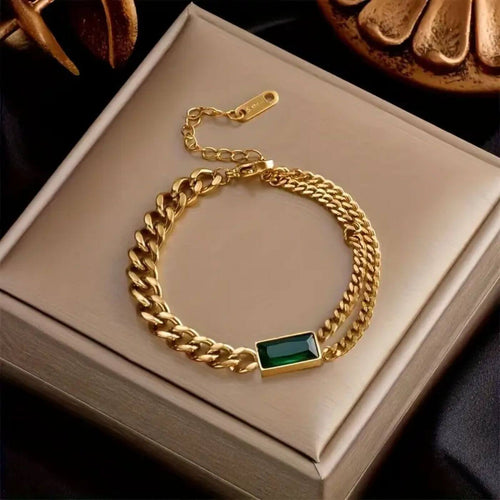 Emerald Green Stone Link Bracelet