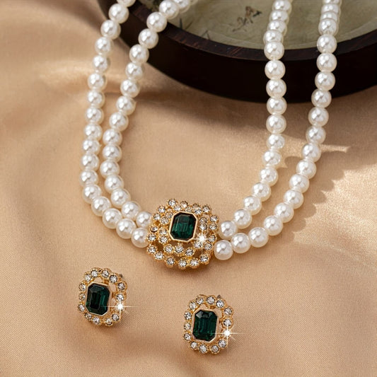 Emerald Pearl Royal Jewelry Set