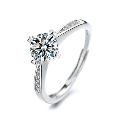 Exquisite Crystal Four-Prong Adjustable Ring