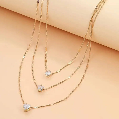 Exquisite Crystal Heart and Star Necklace