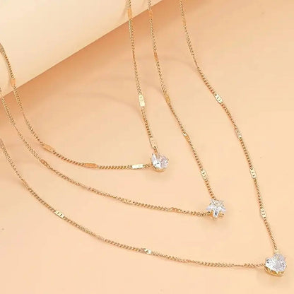 Exquisite Crystal Heart and Star Necklace