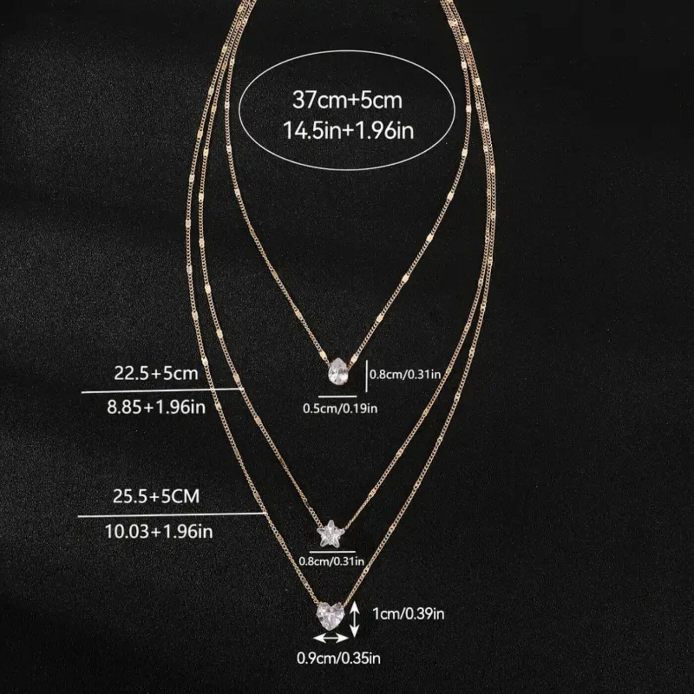 Exquisite Crystal Heart and Star Necklace