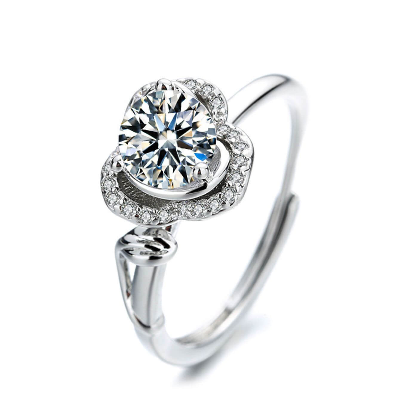 Exquisite Crystal Petal Design Adjustable Ring