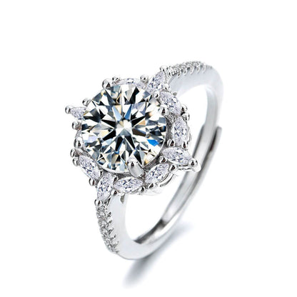 Exquisite Crystal Silver Adjustable Engagement Ring