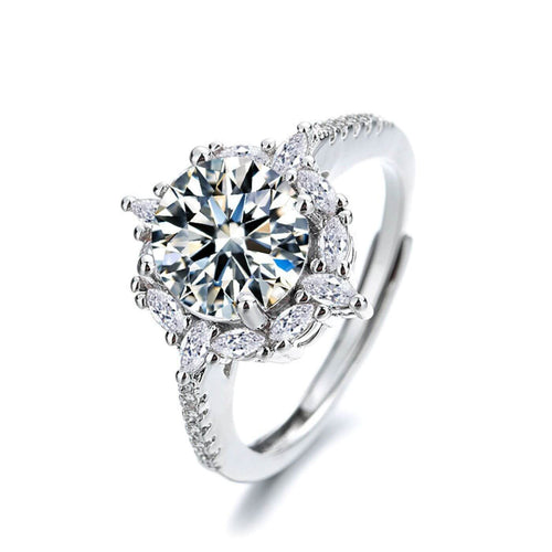Exquisite Crystal Silver Adjustable Engagement Ring