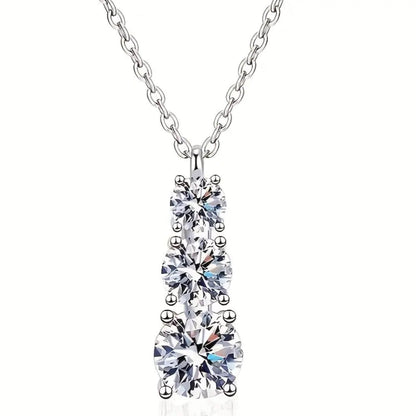 Exquisite Crystal Three-Stone Necklace